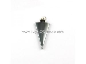 Hematite Arrow Head 18x40mm Pendant Gold/Silver Plated Cap